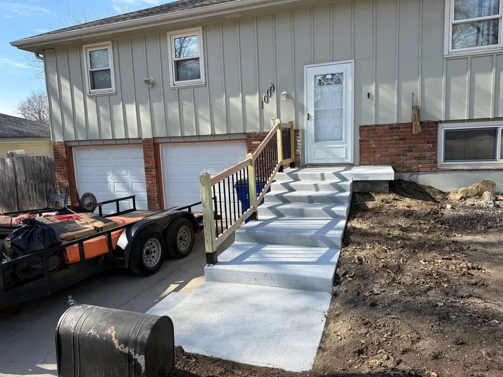 Concrete entry steps and walkway at a Kansas City area home
