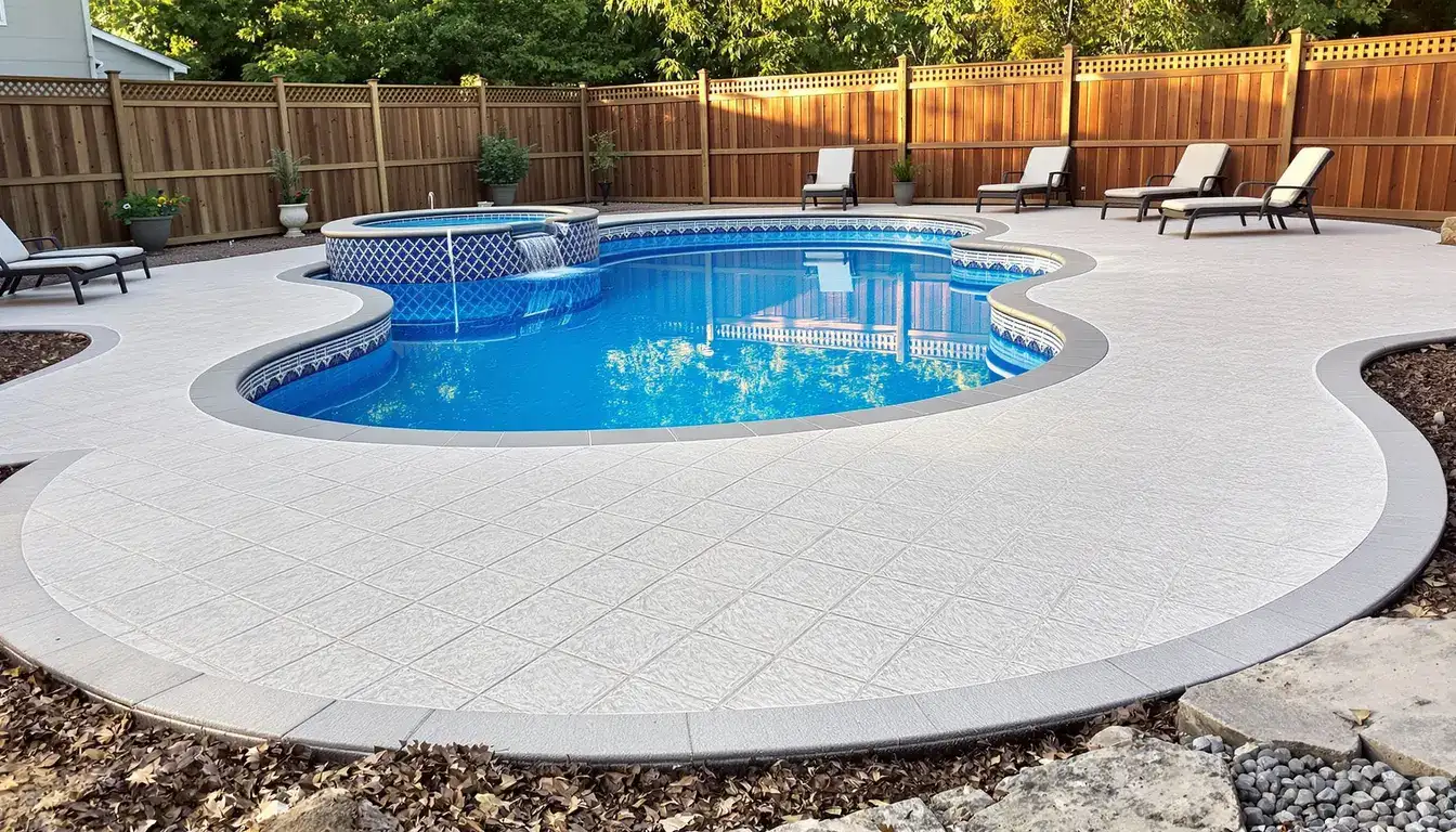 Concrete pool deck resurfacing project in the Kansas City area