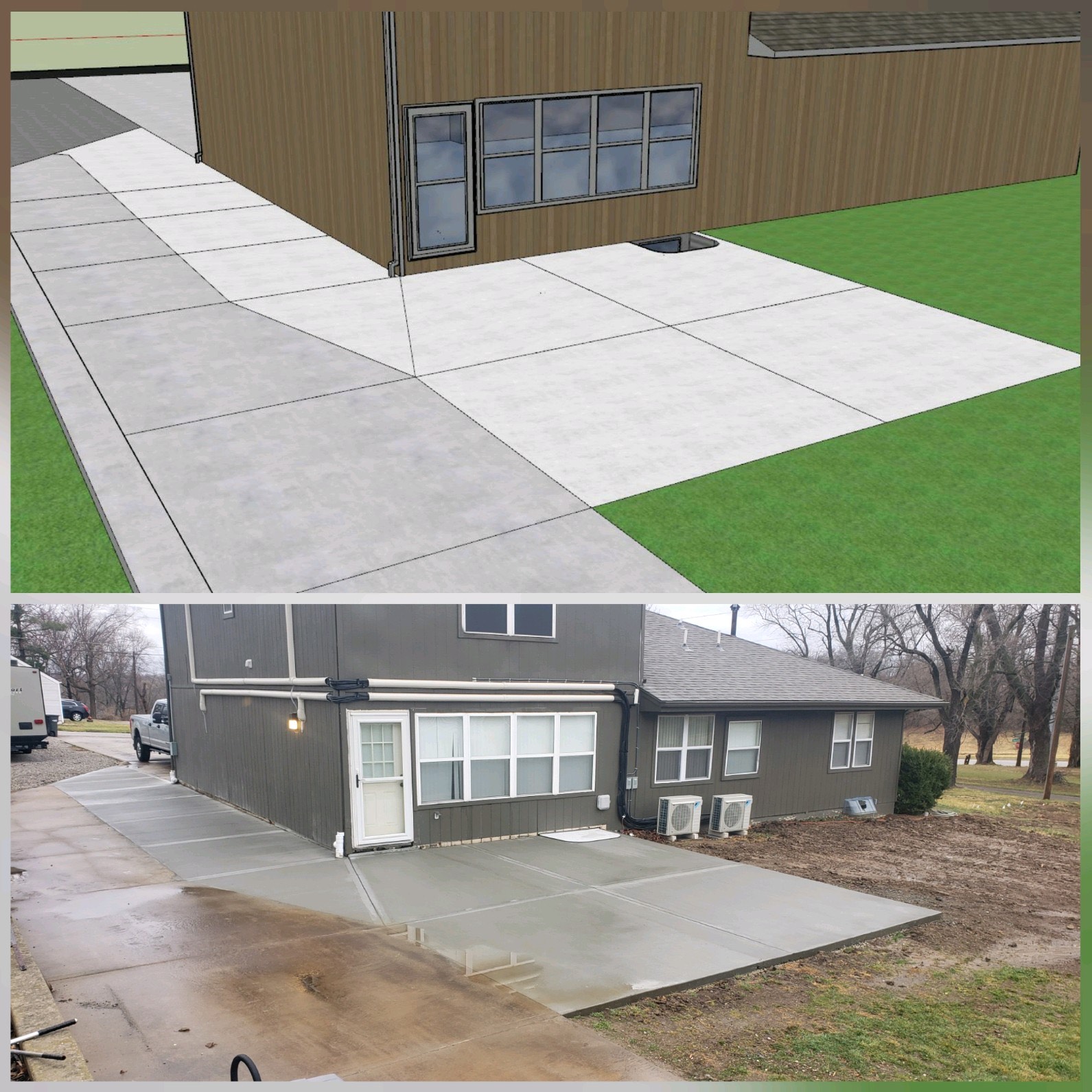 Concrete sidewalk pour along a residential street in Kansas City
