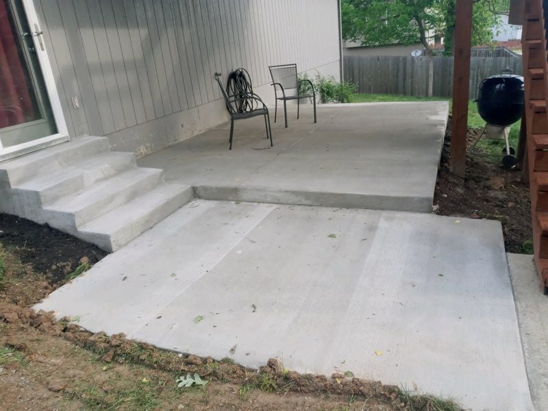 Multi-level concrete patio with steps in Kansas City